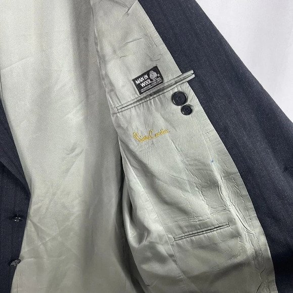 VTG PIERRE CARDIN Striped Gray 100% Wool Sport Coat Sz 48 Blazer Union Made USA - Picture 7 of 11